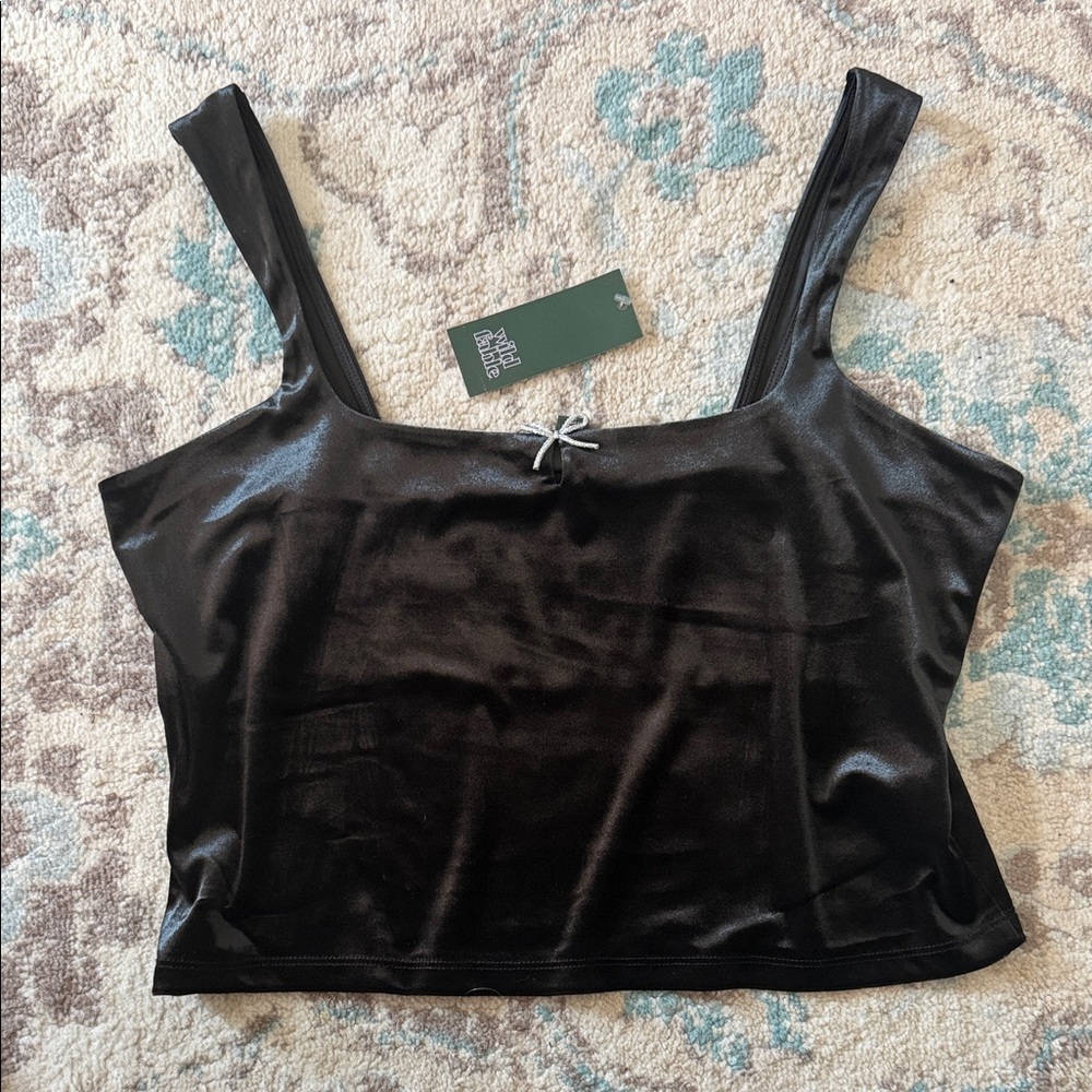 Target Black Velvet Cropped Camisole with Silver Bow